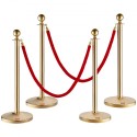 Crowd Control Stanchion Posts 4-Pack & 2PCS 5FT Velvet Ropes Fillable Base