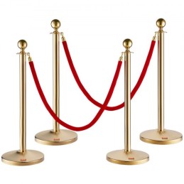 Crowd Control Stanchion Posts 4-Pack & 2PCS 5FT Velvet Ropes Fillable Base