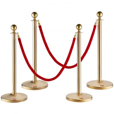 Crowd Control Stanchion Posts 4-Pack & 2pcs 5ft fløjlt reb Fillable Base