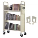 Book Cart, 330 lbs Library Cart, 31.1" x 15.2" x 49.2" Rolling Book Cart, Single Sided V-Shaped Sloped Shelves with 4-Inch
