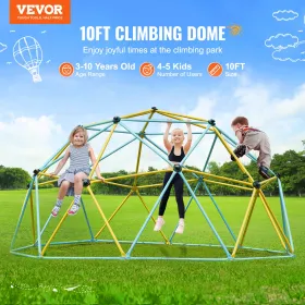 Climbing Dome, 10FT Geometric Dome Climber Play Center for Kids 3 to 10 Years Old, Jungle Gym Supports 750LBS and Easy Assembly,