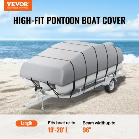 Pontoon Boat Cover, 19'-20 'Vandtæt trailerbart ponton cover, 800d marinklasse pu oxford stof, med motor cover, 16