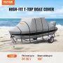 T Top Boat Cover, 7310-7920 mm Waterproof Trailerable T-Top Boat Cover, 600D Marine Grade PU Oxford, with Windproof Buckle Strap