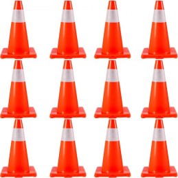 12Pack 18" Traffic Cones, Safety Road Parking Cones PVC Base, Orange Traffic Cone with Reflective Collars, Hazard Construction "