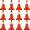12Pack 18" Traffic Cones, Safety Road Parking Cones PVC Base, Orange Traffic Cone with Reflective Collars, Hazard Construction "