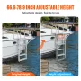 Dock Ladder, Retractable 5 Steps, 350 lbs Load Capacity, Aluminum Alloy Pontoon Boat Ladder with 66.9''-78.9'' Adjustable Height