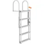 Dock Ladder, Retractable 5 Steps, 350 lbs Load Capacity, Aluminum Alloy Pontoon Boat Ladder with 66.9''-78.9'' Adjustable Height