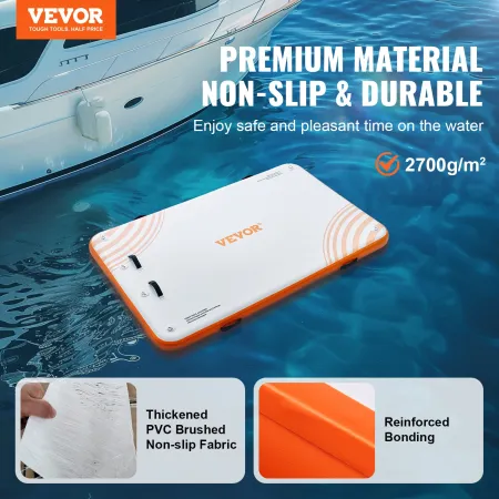 Inflatable Floating Dock, 8 x 5FT Inflatable Dock Platform, Non-Slip Water Floating Dock Mat with Portable Carrying Bag & Detach