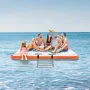 Inflatable Floating Dock, 8 x 5FT Inflatable Dock Platform, Non-Slip Water Floating Dock Mat with Portable Carrying Bag & Detach