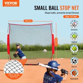 Barrikade backstop net, 7x7 ft kugle sportsbarriere netting, bærbart praksisudstyr med bærepose, beskyttelsesskærm til