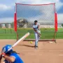 Barricade Backstop Net, 7x7 ft Ball Sports Barrier Netting, Portable Practice Equipment with Carry Bag, Protection Screen for Ba