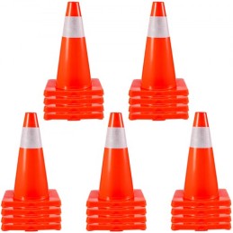 20Pack 18" Traffic Cones, Safety Road Parking Cones PVC Base, Orange Traffic Cone with Reflective Collars, Hazard Construction "