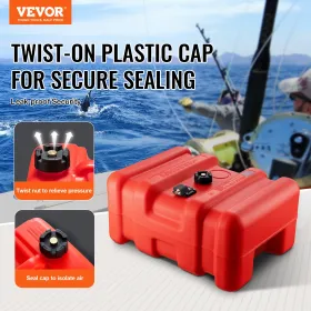 Marine Fuel Tank, 14.53 Gallon/55L, Portable Boat Fuel Gas Tank for Outboard Engine Boats, Plastic Outboard Marine Boat Fuel