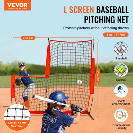 L Screen Baseball for Batting Cage, 7x7 ft Baseball & Softball Safety Screen, Body Protector Portable Batting Screen with Carry 
