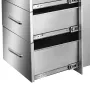 Outdoor Kitchen Drawers 14\" W x 20.3\"" H x 23\"" D, Flush Mount Triple Access BBQ Drawers Stainless Steel with Handle, BBQ Isl