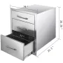 Outdoor Kitchen Drawers 14\" W x 20.3\"" H x 23\"" D, Flush Mount Triple Access BBQ Drawers Stainless Steel with Handle, BBQ Isl