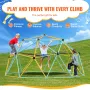 Climbing Dome, 10FT Geometric Dome Climber with Hammock and Swing, for Kids 3 to 10 Years Old, Jungle Gym Supports 750LBS and Ea