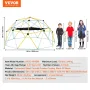 Climbing Dome, 10FT Geometric Dome Climber with Hammock and Swing, for Kids 3 to 10 Years Old, Jungle Gym Supports 750LBS and Ea