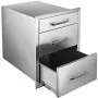 Outdoor Kitchen Drawers 14\" W x 20.3\"" H x 23\"" D, Flush Mount Triple Access BBQ Drawers Stainless Steel with Handle, BBQ Isl