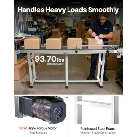 Belt Conveyor, 71 x 7.8 inch Conveyor Table, Heavy Duty Stainless Steel Motorized Belt Conveyor for Inkjet Coding Applications