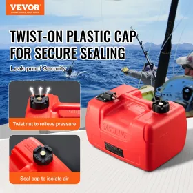 Marine brændstoftank, 3,17 gallon/12L, bærbar bådbrændstofgasstank til påhængsmotorbåde, plastik påhængsmotor Marine Boat