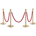 Crowd Control Stanchion Posts 4-Pack & 3pcs 5ft Velvet Ropes Fillable Base