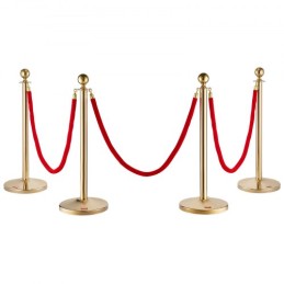 Crowd Control Stanchion Posts 4-Pack & 3pcs 5ft Velvet Ropes Fillable Base