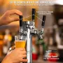 Triple Taps Draft Beer Tower Dispenser, Stainless Steel Keg Beer Tower, Kegerator Tower Kit with Pre-Assembled Tubing and Self-C