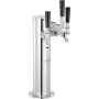 Triple Taps Draft Beer Tower Dispenser, Stainless Steel Keg Beer Tower, Kegerator Tower Kit with Pre-Assembled Tubing and Self-C