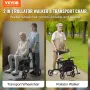 2 I 1 Rollator Walker & Transport Chair For Seniors, Folding