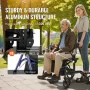 2 in 1 Rollator Walker & Transport Chair for Seniors, Folding Rolling Walker Wheelchair Combo & Footrests, Lightweight Aluminum 