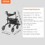 2 I 1 Rollator Walker & Transport Chair For Seniors, Folding