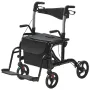 2 in 1 Rollator Walker & Transport Chair for Seniors, Folding Rolling Walker Wheelchair Combo & Footrests, Lightweight Aluminum 