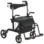 2 in 1 Rollator Walker & Transport Chair for Seniors, Folding Rolling Walker Wheelchair Combo & Footrests, Lightweight Aluminum 