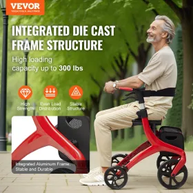 Foldning Rollator Walker til seniorer og voksne, letvægts