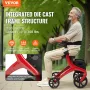 Folding Rollator Walker for Seniors and Adults, Lightweight Aluminum Rolling Walker with Seat and Adjustable Handle, 4-Wheel Out