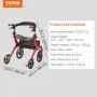 Folding Rollator Walker for Seniors and Adults, Lightweight Aluminum Rolling Walker with Seat and Adjustable Handle, 4-Wheel Out