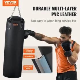 Punching Bag for Adults, 121.9 cm PVC Heavy Boxing Bag Set, Punching Bag with Chains and Gloves, Hanging Boxing Bag for MMA