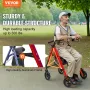 Rollator Walker til seniorer og voksen, let aluminium