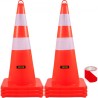 Safety Cones, 6 x 28" Traffic Cones, PVC Orange Construction Cones, 2 Reflective Collars Traffic Cones with Weighted Base and "