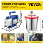3 CFM 1/4HP Single Stage Vacuum Pump, 3 gallon (13 liter)