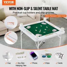 Mahjong Tabel 4 Spiller Foldekort Tabel & Tabel Mat Cup Holder