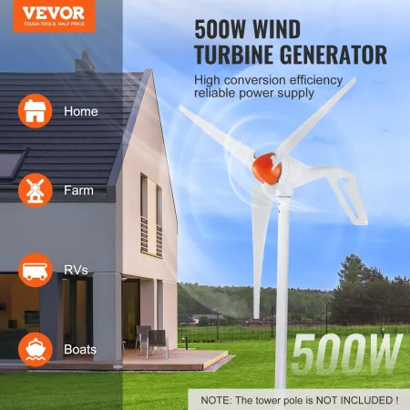 500W vindmøllegenerator 24V 3-bladet vindmølle Kit &