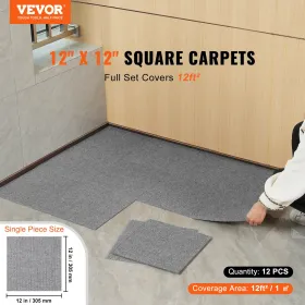 Carpet Tiles Peel and Stick, 30.5 x 30.5 cm Squares Self Adhesive Carpet Floor Tile, Soft Padded Carpet Tiles, Easy Install DIY