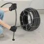 Drain Cleaning Cable 100 FT x 3/4 Inch, Solid Core Steel Drain Cleaner Cable with 4 Cutters for 3.9" to 7.9" Pipes, Professional