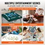 Mahjong Table, Fold-in-Half 4 Player Card Table with Wear-Resistant Green Tabletop, Portable Bi-Folding Square Domino Table with