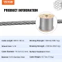 316 Stainless Steel Cable 1/8" 1x19 Steel Cable Wire Rope 150M/500FT Cable Railing Transport Wire Rope Cable for Railing Decking