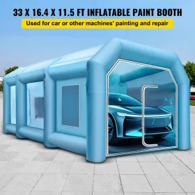 Inflatable Paint Booth 33x16.4x11.5ft, Inflatable booth with 2 Blowers, Inflatable Spray Booth with Filter System, Portable Car