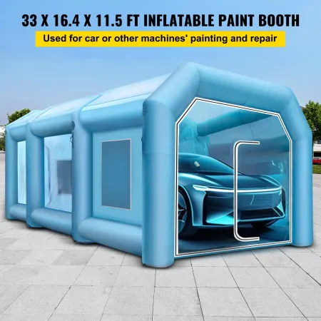 Inflatable Paint Booth 33x16.4x11.5ft, Inflatable booth with 2 Blowers, Inflatable Spray Booth with Filter System, Portable Car 