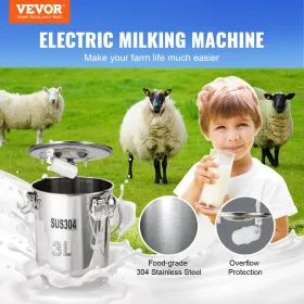 Goat Milking Machine Goat Milker 3 L 304 Stainless Steel Bucket Portable